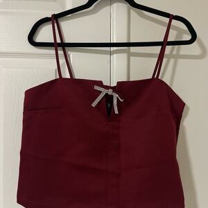 H&M Burgundy Camisole with Rhinestone Bow
